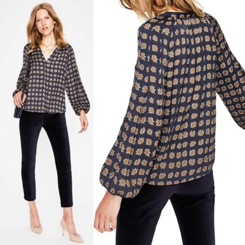 Boden Harriet Mixed Print Navy Button down shirt